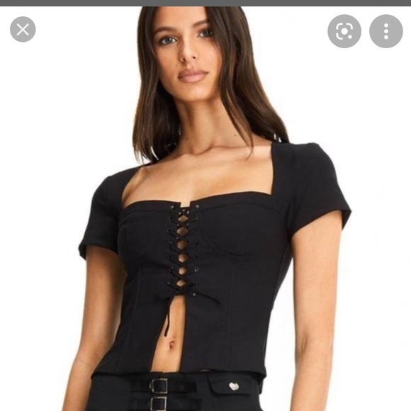 IAMGIA EVITA LACEUP TOP IN BLACK XS - Picture 4 of 6